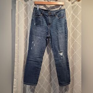 d. jeans Dark Blue Distressed Cropped Jeans